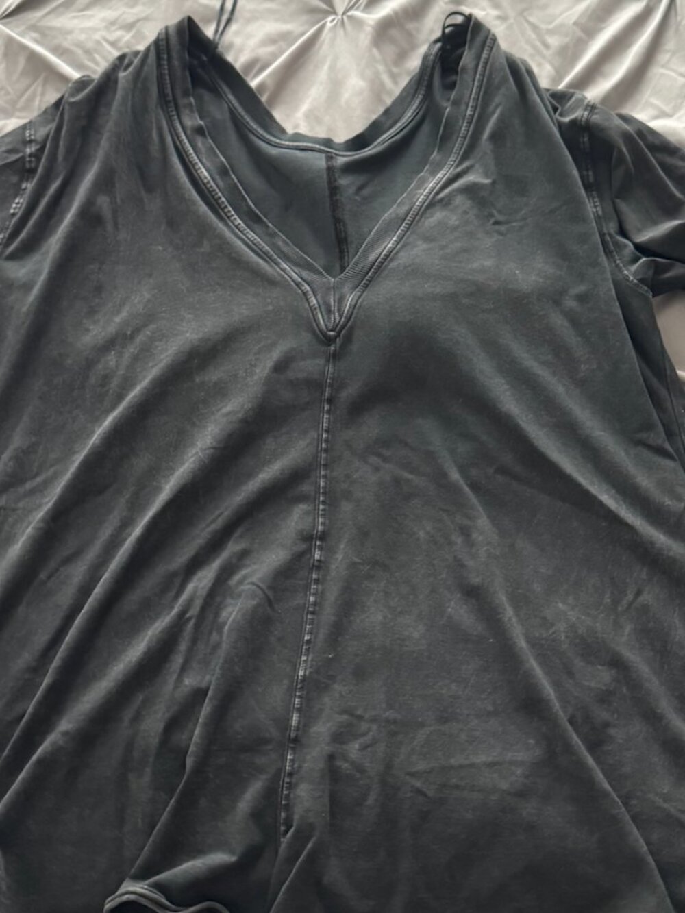 Free People Black Washed Distressed Romper Size Medium